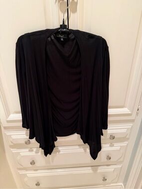love J Black Open-Front Draped Cardigan